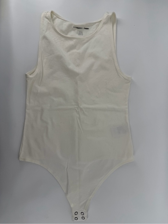 American Age Tops - American Eagle White Sleeveless Cotton Bodysuit Size Small Basic Layering